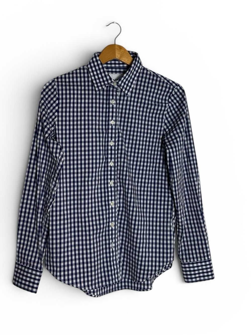 The Shirt By Rochelle Behrens Navy Gingham Button Down Size S - Picture 5 of 7